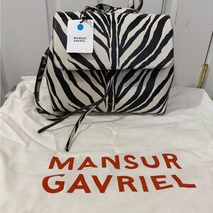 New-Mansur Gavriel Zebra-Print  saffino Leather Zebra Print shoulder Handbag